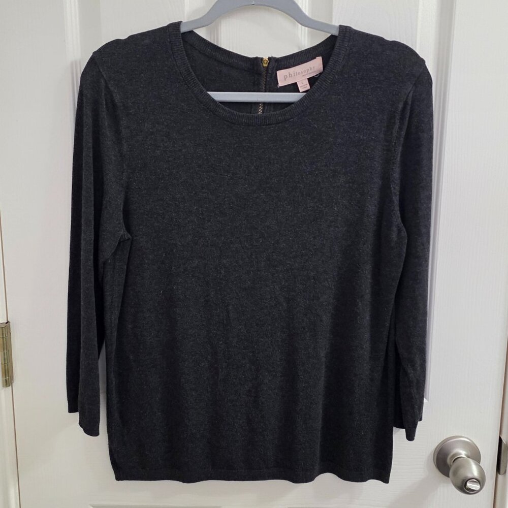 Pre-Loved Philosophy Gray Boatneck Pullover Knit Sweater – Size Large